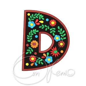 Máquina Bordado Diseño Letra Mayúscula D Digitalizado Alfabeto Mexicano estilo 4x4 7x5 Monograma jef pes hus coser exp pcs dst vp3 xxx