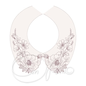 Machine Embroidery Design - In the hoop kid collar, ITH embroidery, floral embroidery, collar with flowers, collar digitizing
