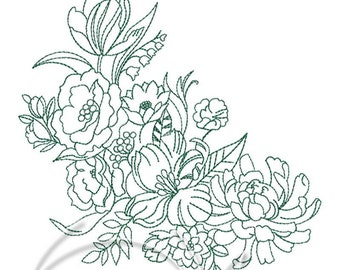 Machine embroidery design - Flower ornament. PES Instant download 4x4 7x5 6x10 inches