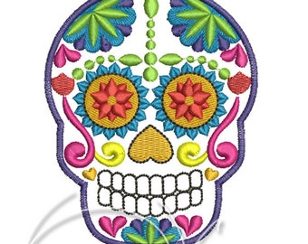 Machine embroidery design - Sugar skull Calavera PES Instant download 4x4 7x5 Mexican design