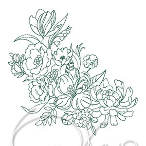 Machine embroidery design - Flower ornament. PES Instant download 4x4 7x5 6x10 inches