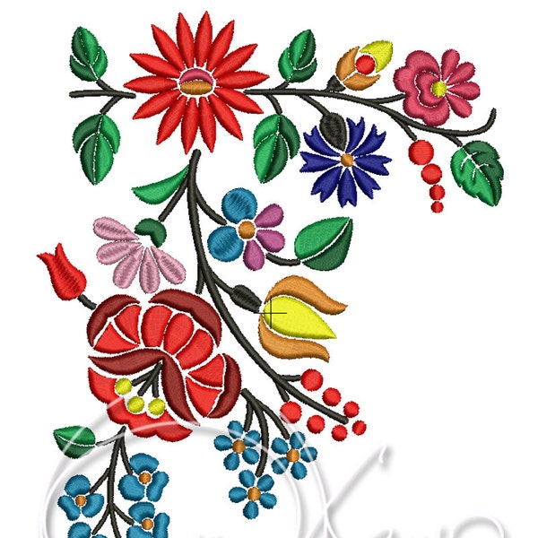 Machine Embroidery Design - Hungarian art Flowers PES Instant Download 7x5 6x10 embroidery for dress