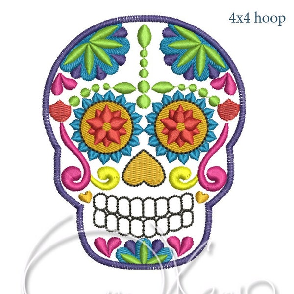 Machine embroidery design - Sugar skull Calavera PES Instant download 4x4 7x5 Mexican design