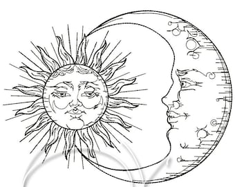 Machine embroidery design - Sun and moon PES Instant download 4x4 7x5 Sky embroidery