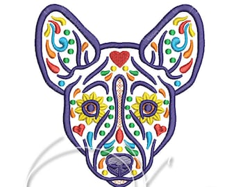 Machine embroidery design - Calavera Dog Basenj design PES Instant download 4x4 7x5 6x10 Mexican calavera embroidery