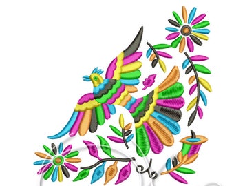 Machine embroidery design - Otomi Bird corner Digitized PES Instant download 4x4 7x5 Mexican design