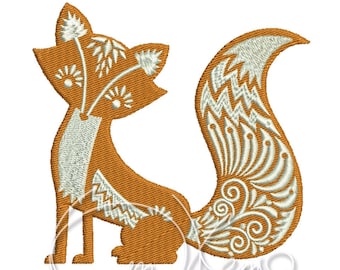 Machine embroidery design  - Fox Сartoon Digitized PES Instant download 4x4 7x5 6x10 inches design