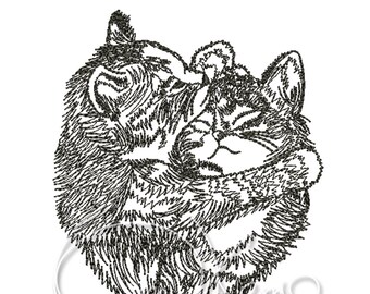Machine Embroidery Design - Kittens 2 sizes 4x4 7x5 Instant Download Cats