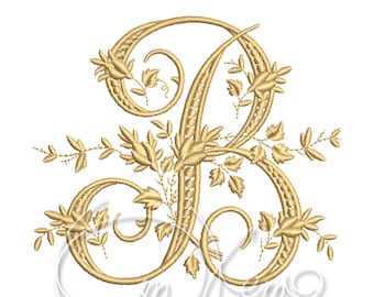 Machine embroidery design Capital letter B Digitized Victorian alphabet style 4x4 7x5 Monogram jef pes hus sew exp pcs dst vp3 xxx