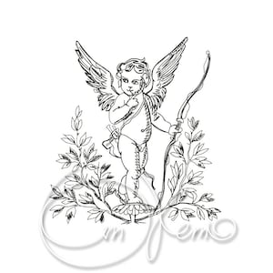 Machine embroidery design  - Amur arrow of love  baroque style Instant download 4x4 5x7 Angel Digital