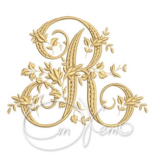 Machine embroidery design - Capital Letter R Digitized Victorian alphabet style 4x4 7x5 Monogram jef pes hus sew exp pcs dst vp3 xxx