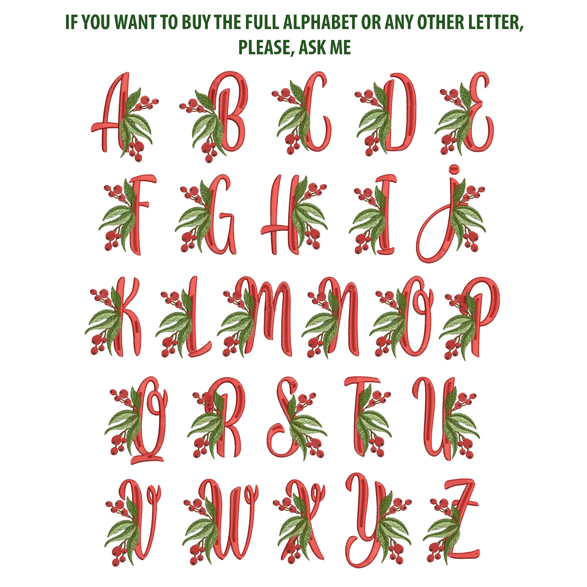 Machine Embroidery Design - Letter F, Christmas Initials, Jingle Bells ...