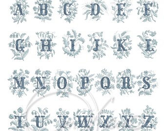 MACHINE EMBROIDERY DESIGN - Antique alphabet, English letters 4x4 7x5 Digitized alphabet jef pes hus sew exp pcs dst vp3 xxx