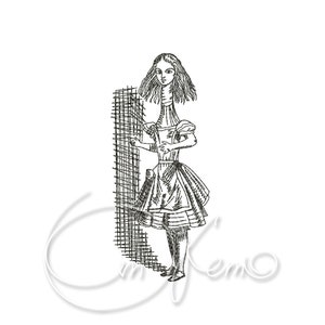 MACHINE EMBROIDERY DESIGN - Alice in Wonderland, Alice with long neck 4x4 hoop 7x5 hoop Tea party embroidery