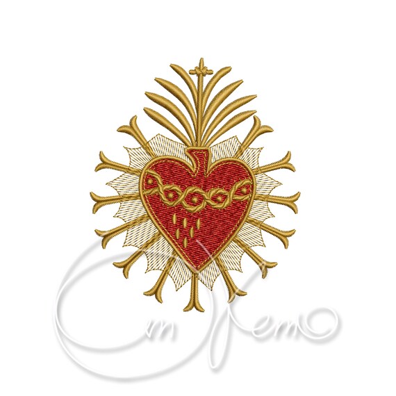 Machine Embroidery Design Sacred Heart Calavera PES Instant.
