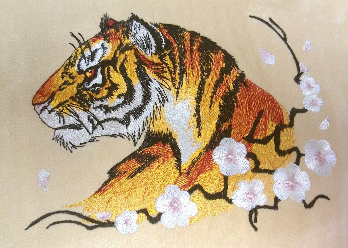 Machine embroidery design tiger pes instant download 6x10  etsy Machine embroidery design tiger pes instant download 6x10  etsy