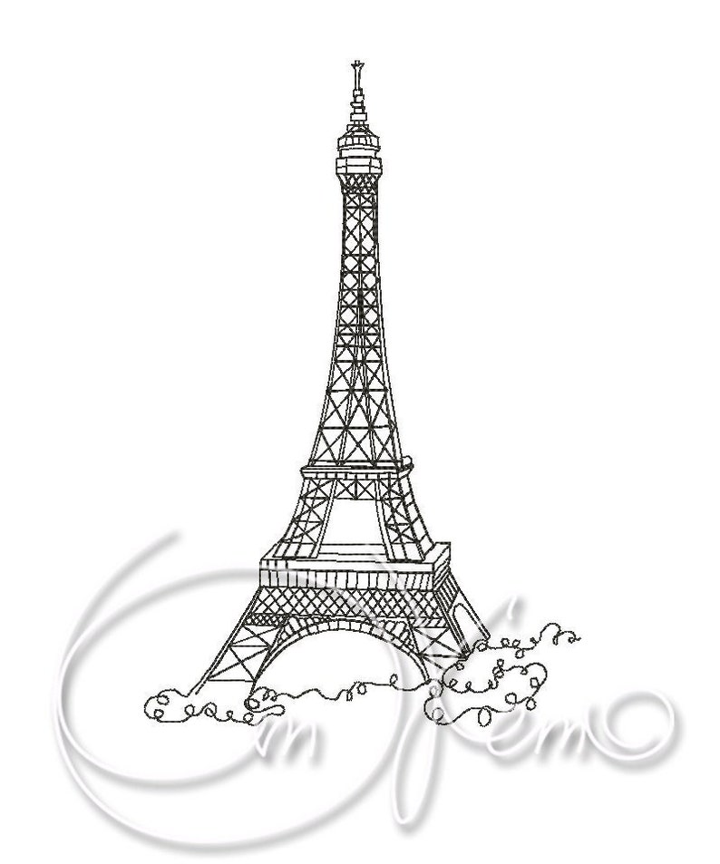 Machine embroidery design Eiffel Tower design Paris Digitized City PES Instant download 7x5 6x10 Capital of the world embroidery image 1
