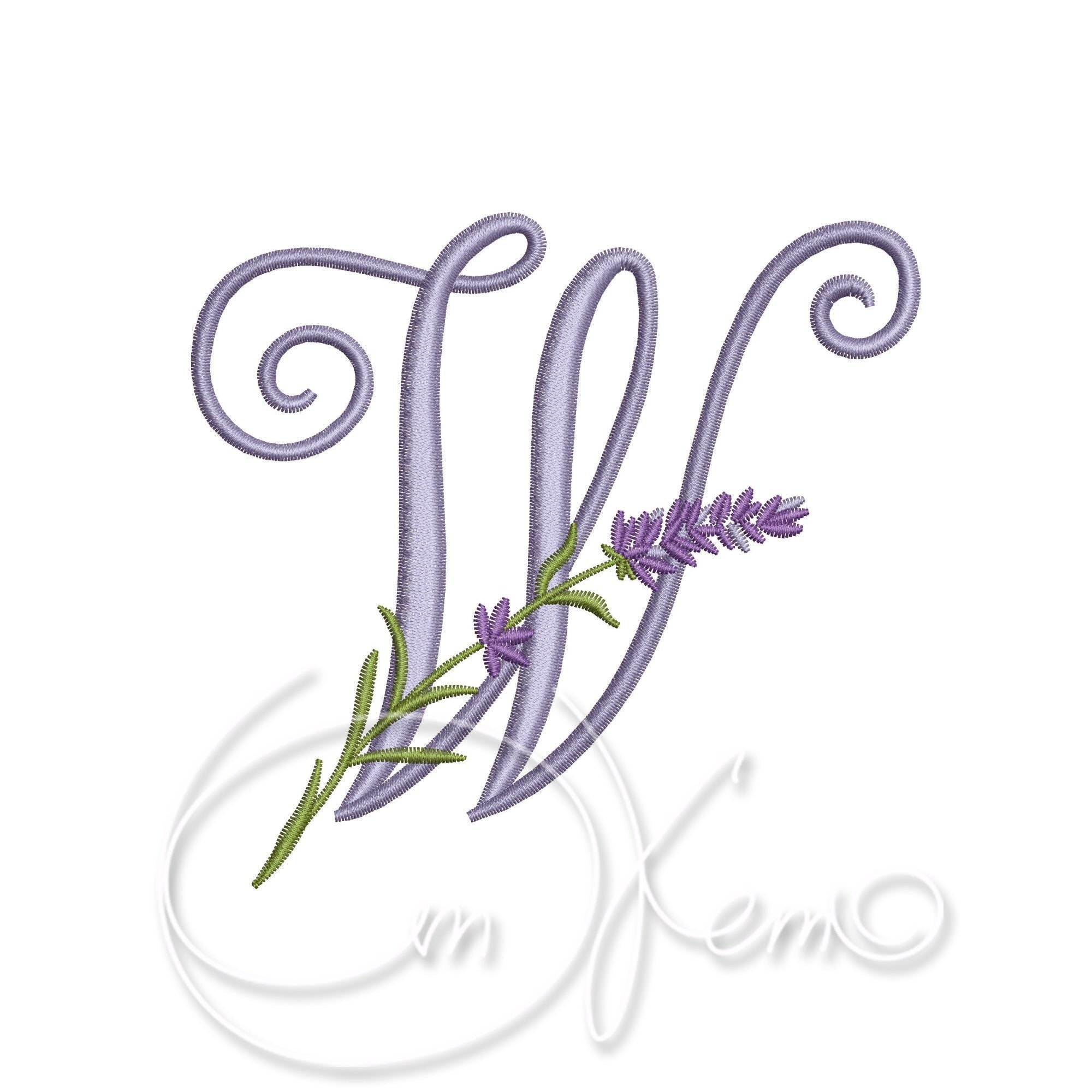 Machine Embroidery Design Capital Letter W Digitized Lavender | Etsy