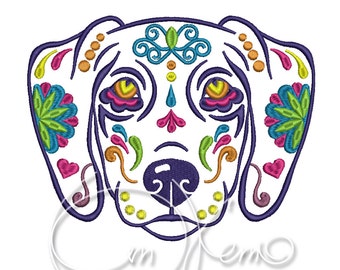 Machine embroidery design - Calavera Dog PES Instant download 4x4 7x5 6x10 Calavera Begal dog Dia de los muertos Mexican design
