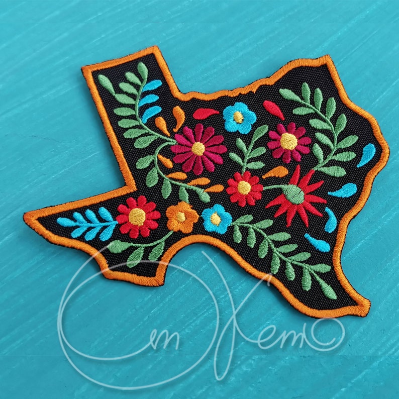 Mexican embroidered patch Mexican style Texas state mexican dress