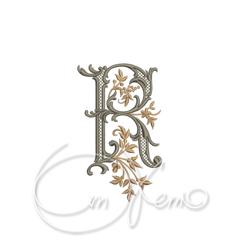 Embroidery Pattern Letter R Machine Embroidery Design Capital Letter R Digitized Antique Alphabet ...