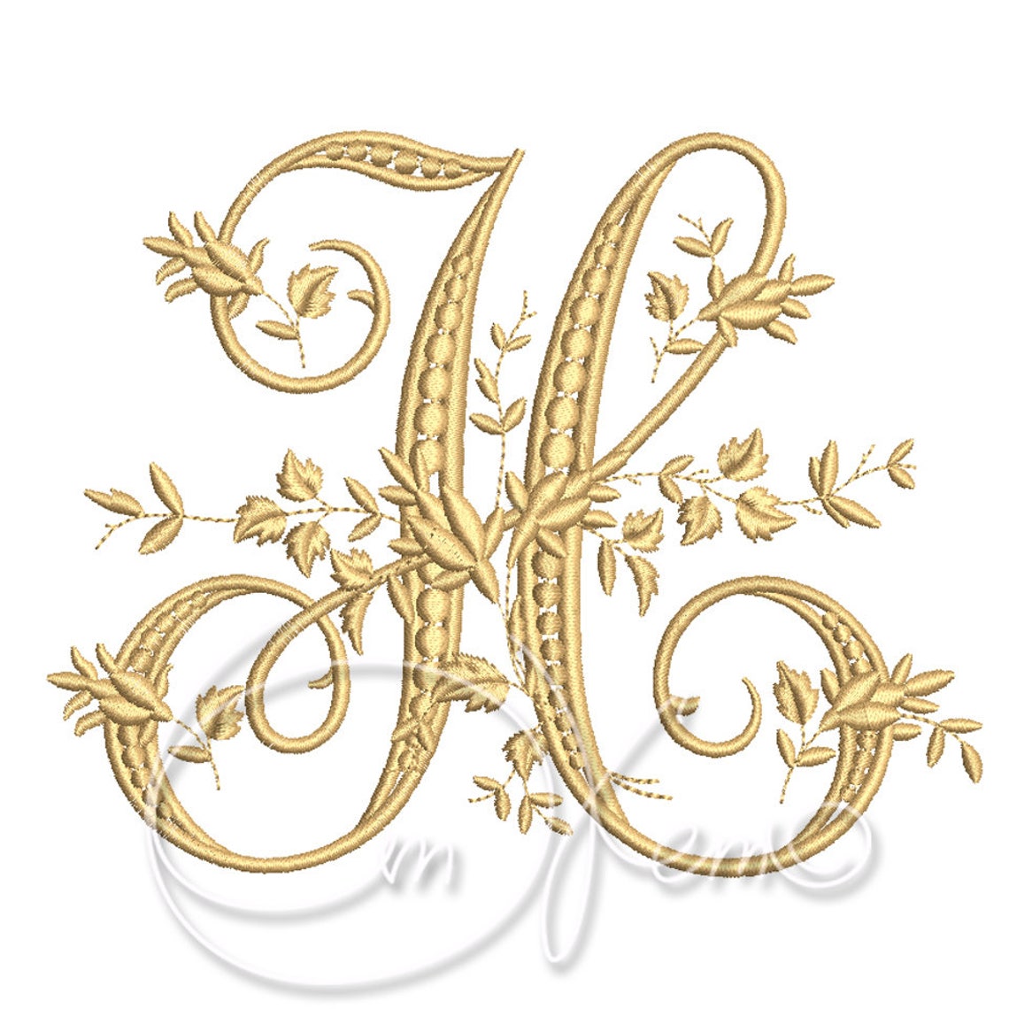 Machine embroidery design victorian letter h digitized  etsy