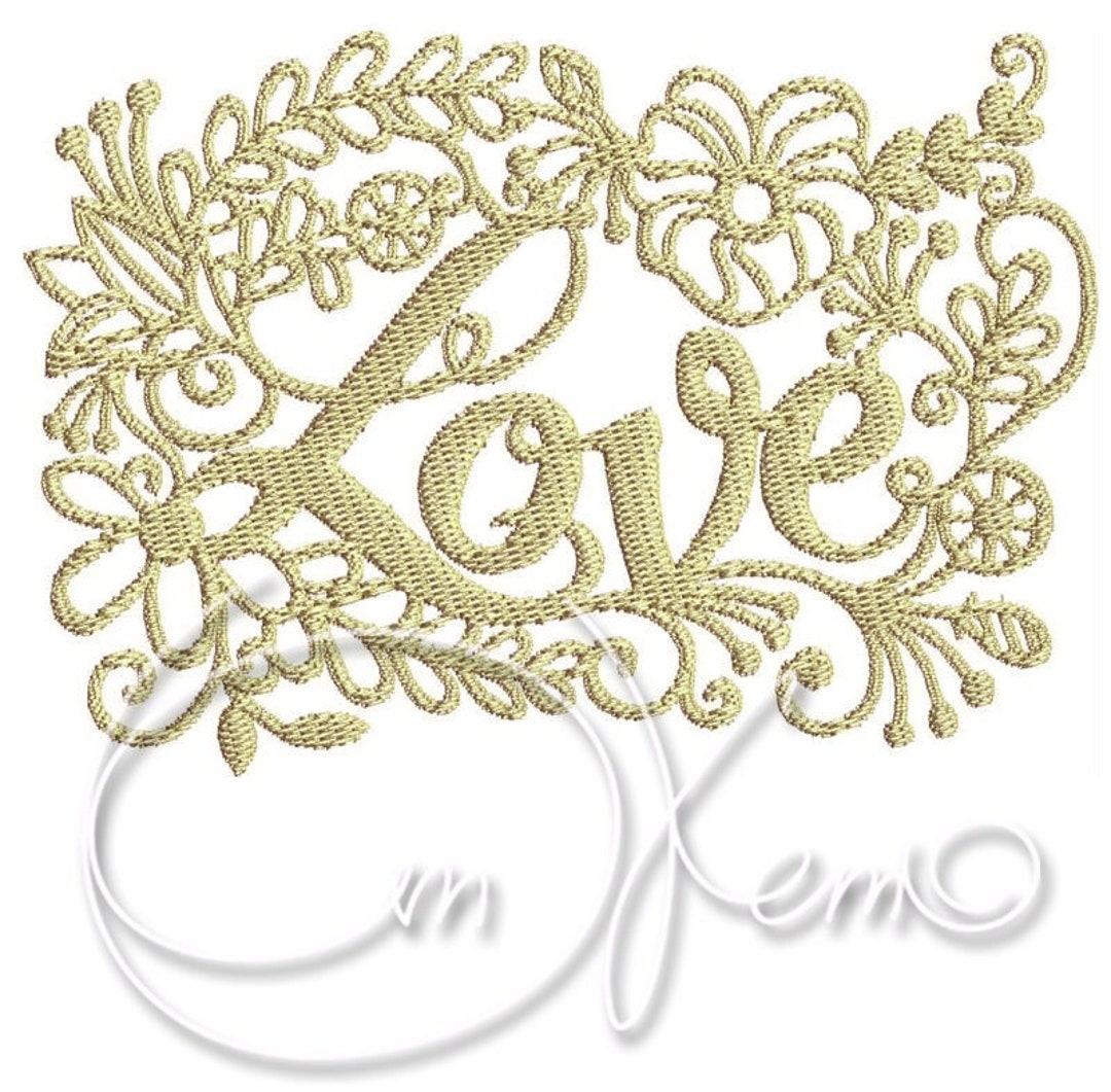 Machine Embroidery Design - Ornament Flowers Love PES BX Instant ...