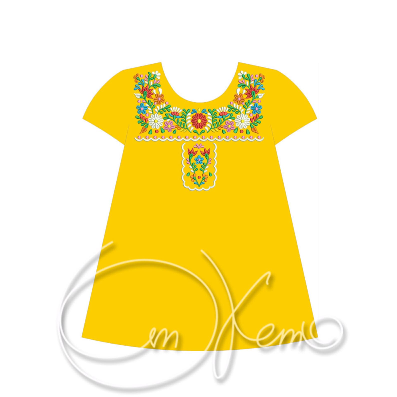 Machine embroidery design Mexican dress for girl Digitized Etsy