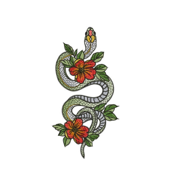Machine Embroidery Design Old School Tattoo Embroidery PES Instant download 4x4 7x5 Snake embroidery