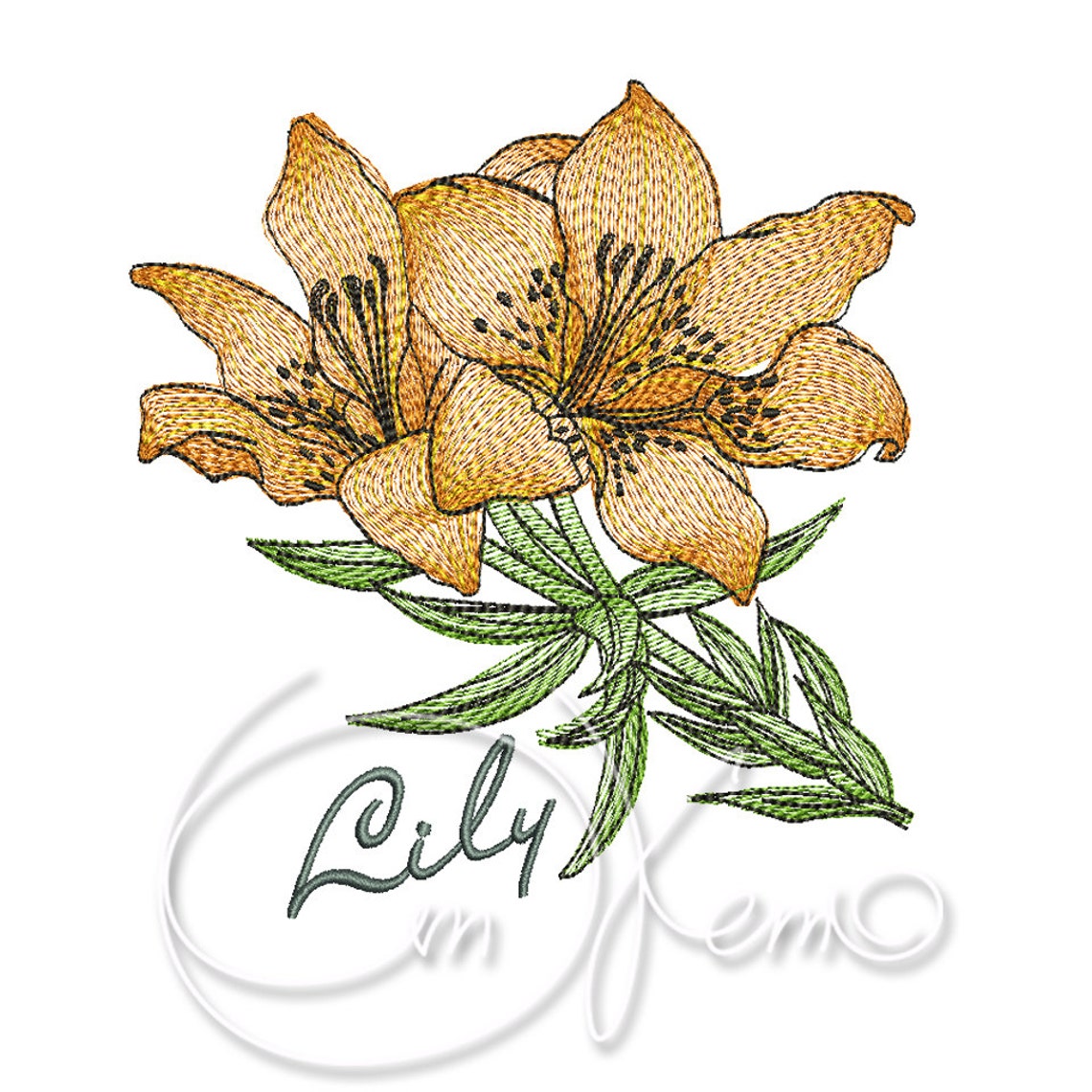 MACHINE EMBROIDERY DESIGN - Lily Flower Embroidery, Lily Embroidery - Etsy