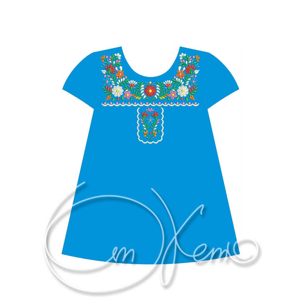 Machine embroidery design Mexican dress for girl Digitized Etsy