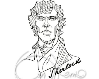 Maschine Stickerei Design - Sherlock. Sherlock Holmes. PES Sofortiger Download 4x4 7x5.