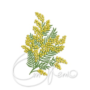 Maschinenstickerei - Stickdatei Mimosa PES Sofortiger download 4x4 Frühling Blumen Design für Tischdecke