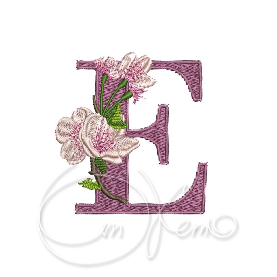 Juliet•ᴥ•❁⃘*.゜オーダーページ Machine Embroidery Design Capital Letter E Digitized Cherry
