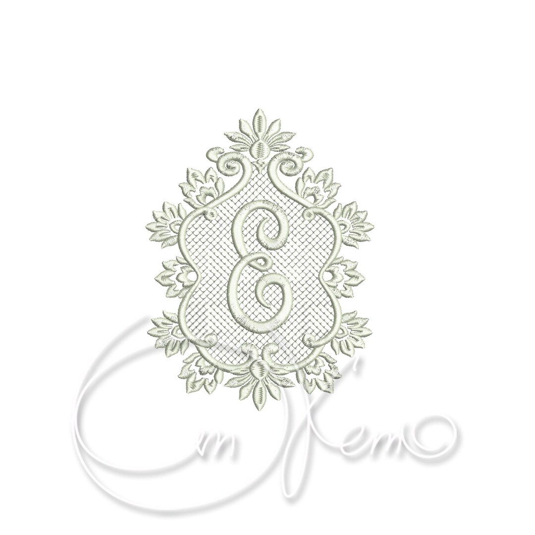 Machine Embroidery Design - Monogrammed Lace Letter E 4x4 Hoop 7x5 Hoop ...