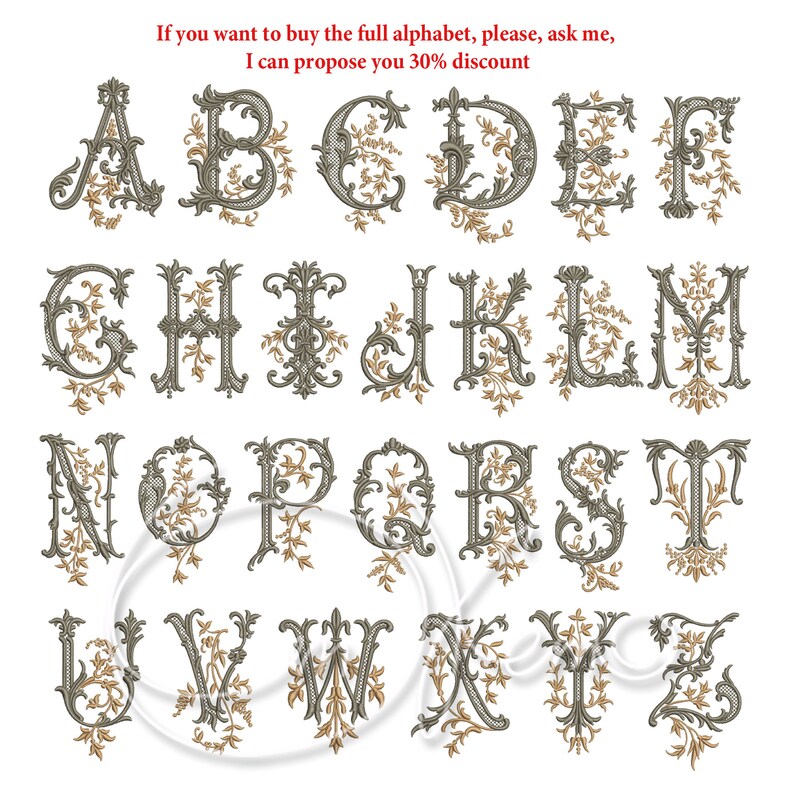 Machine Monogram Letter N Machine Embroidery Design Capital Letter N Digitized Antique Alphabet ...