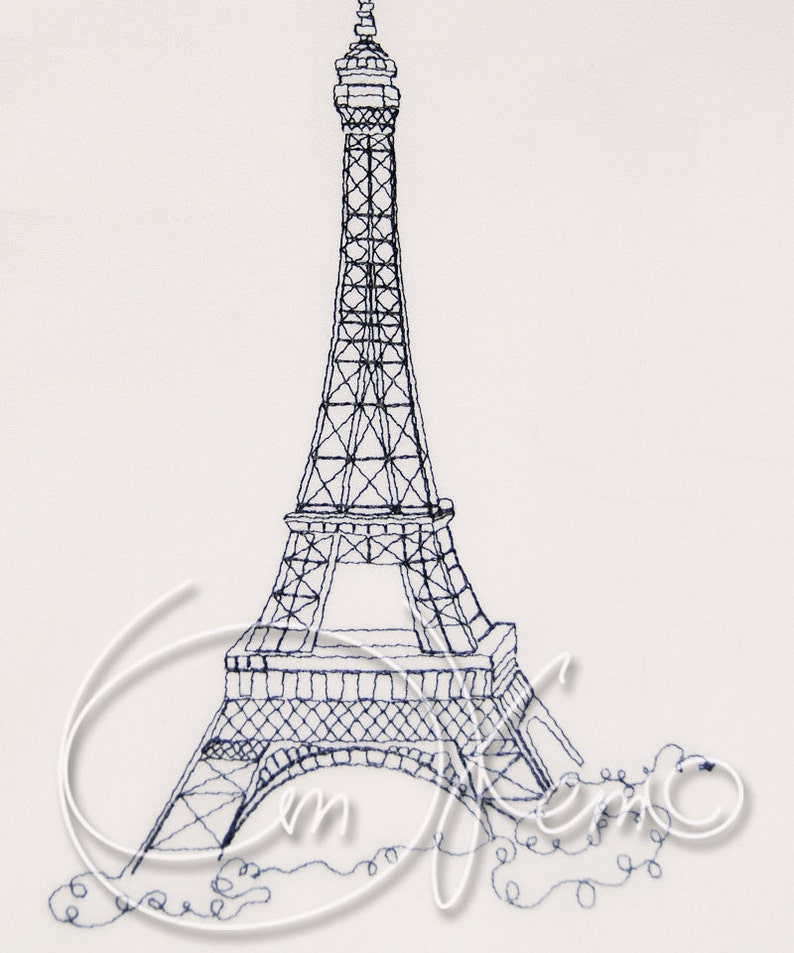 Machine embroidery design Eiffel Tower design Paris Digitized City PES Instant download 7x5 6x10 Capital of the world embroidery image 2