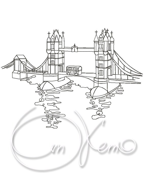 Machine embroidery design London Bridge design PES Instant Etsy