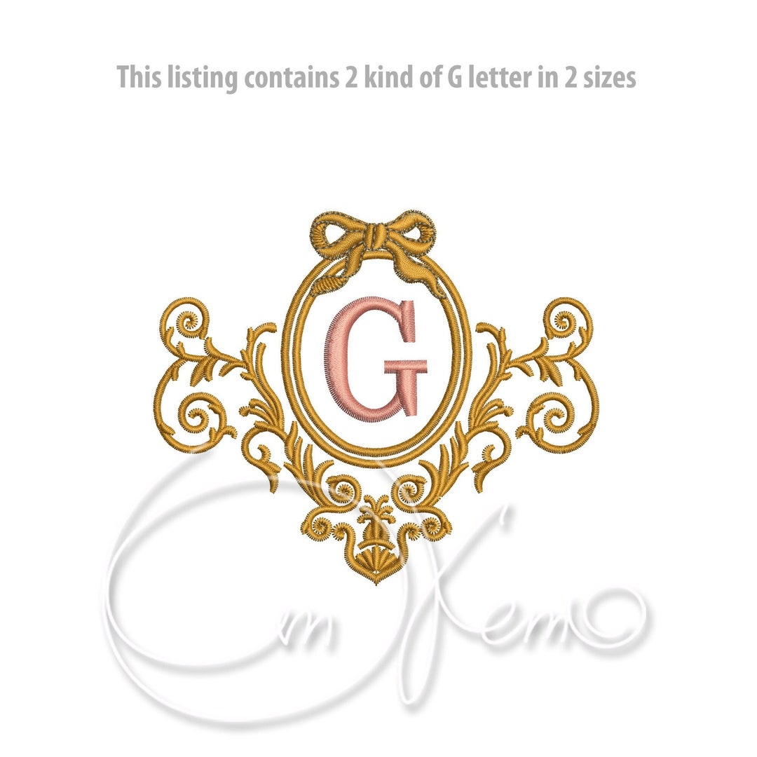 MACHINE EMBROIDERY DESIGN - Cameo Letter G, Vintage Monogram, French ...