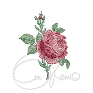 MACHINE EMBROIDERY DESIGN - Rose flower, vintage rose, love sign, red rose embroidery 4x4 7x5 hoop
