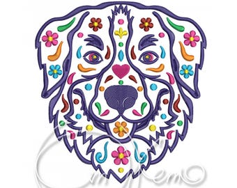 Machine embroidery design Bernese Mountain Dog PES Instant download 4x4 7x5 6x10 Calavera dog design