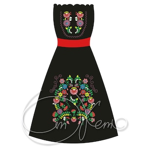 Machine embroidery design - Mexican dress  PES Instant download 7x5 12x8 Black dress