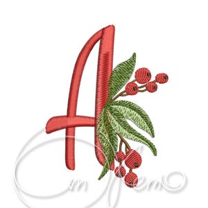 Machine embroidery design - Letter A, christmas initials, jingle bells, christmas monogram, xmas letters, holly christmas, noel