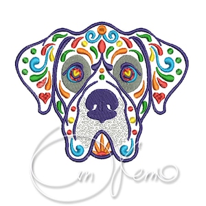 Monogramm Maschinenstickerei - Calavera Hund Great Dane 4x4 5x7 6x10 Instant Download Mexikanisches Design