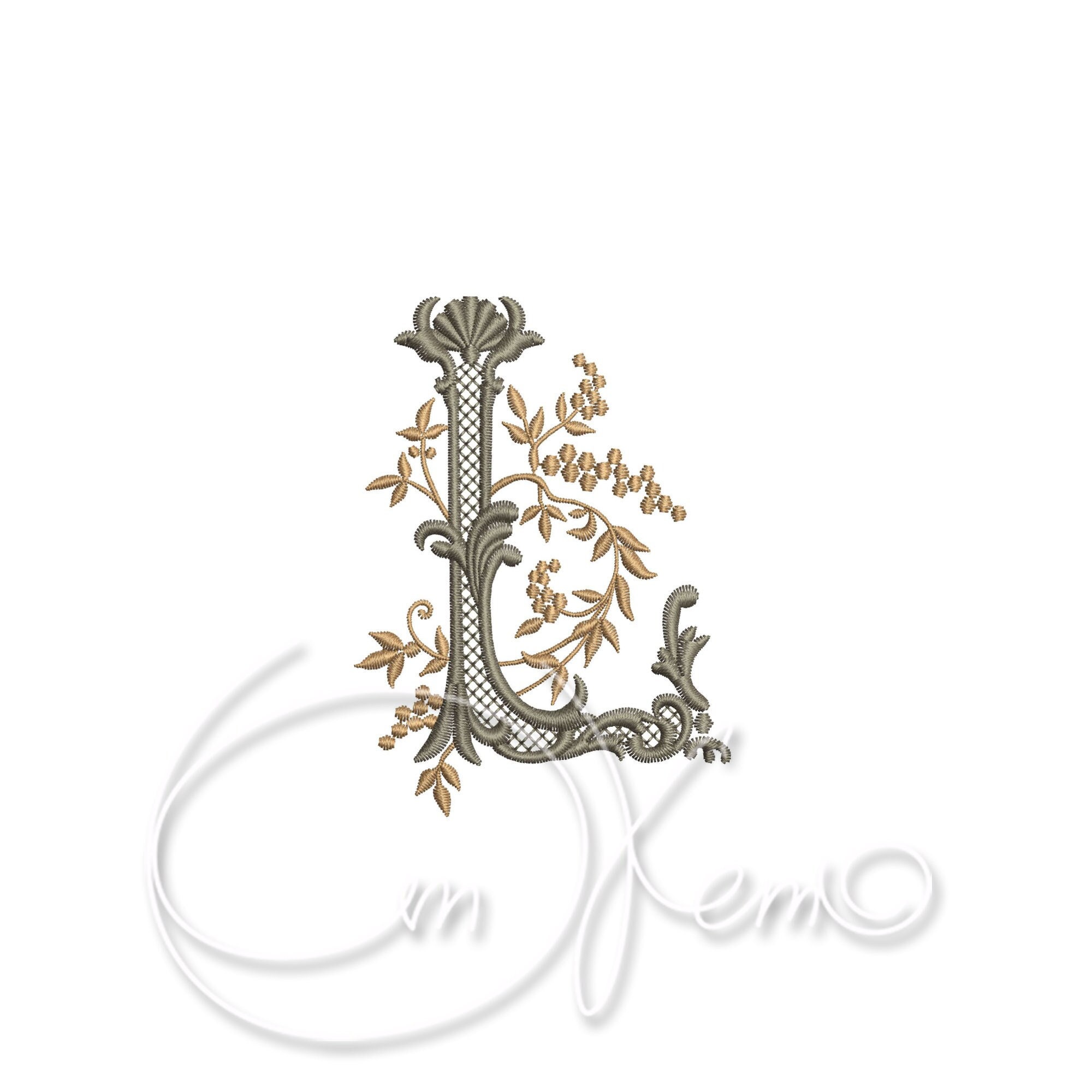 トップス L 801520457 EMBROIDERED LOGO FISSATO Machine Embroidery Design Capital Letter L Digitized Antique
