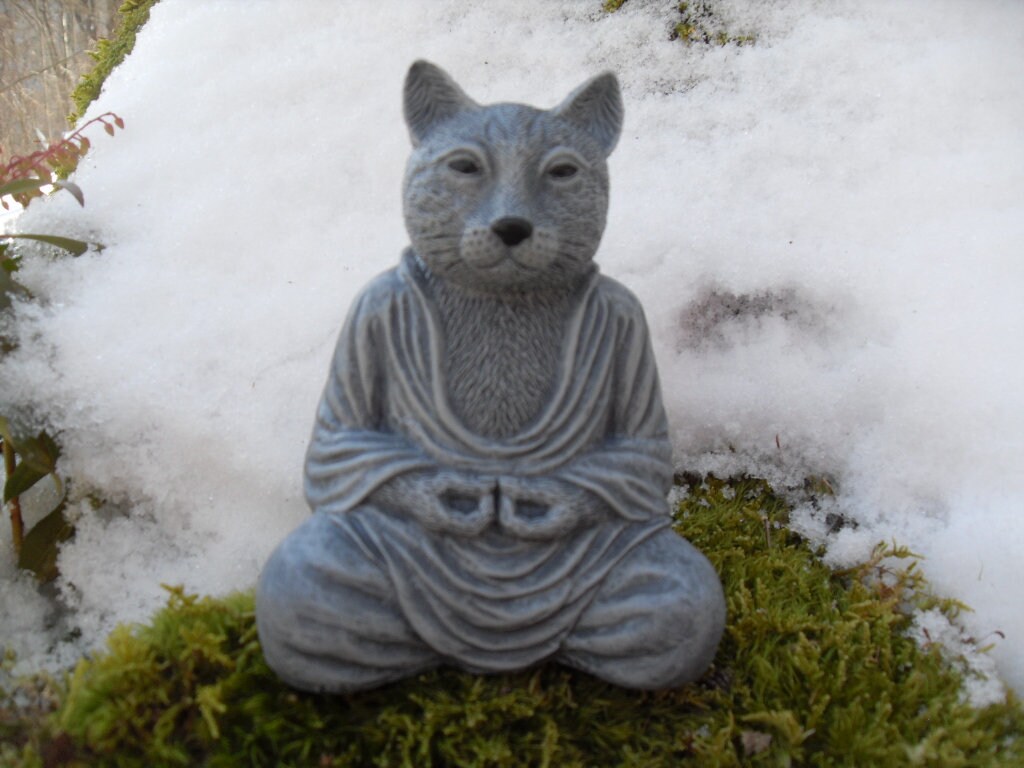 Yoga Cat Statue Meditating Cat Statue Zen Cat Statue Buddha Etsy
