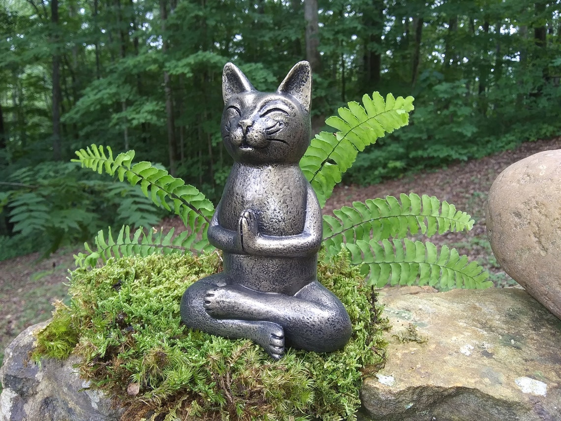 Yoga Cat Statue Meditating Cat Statue Zen Cat Statue Etsy