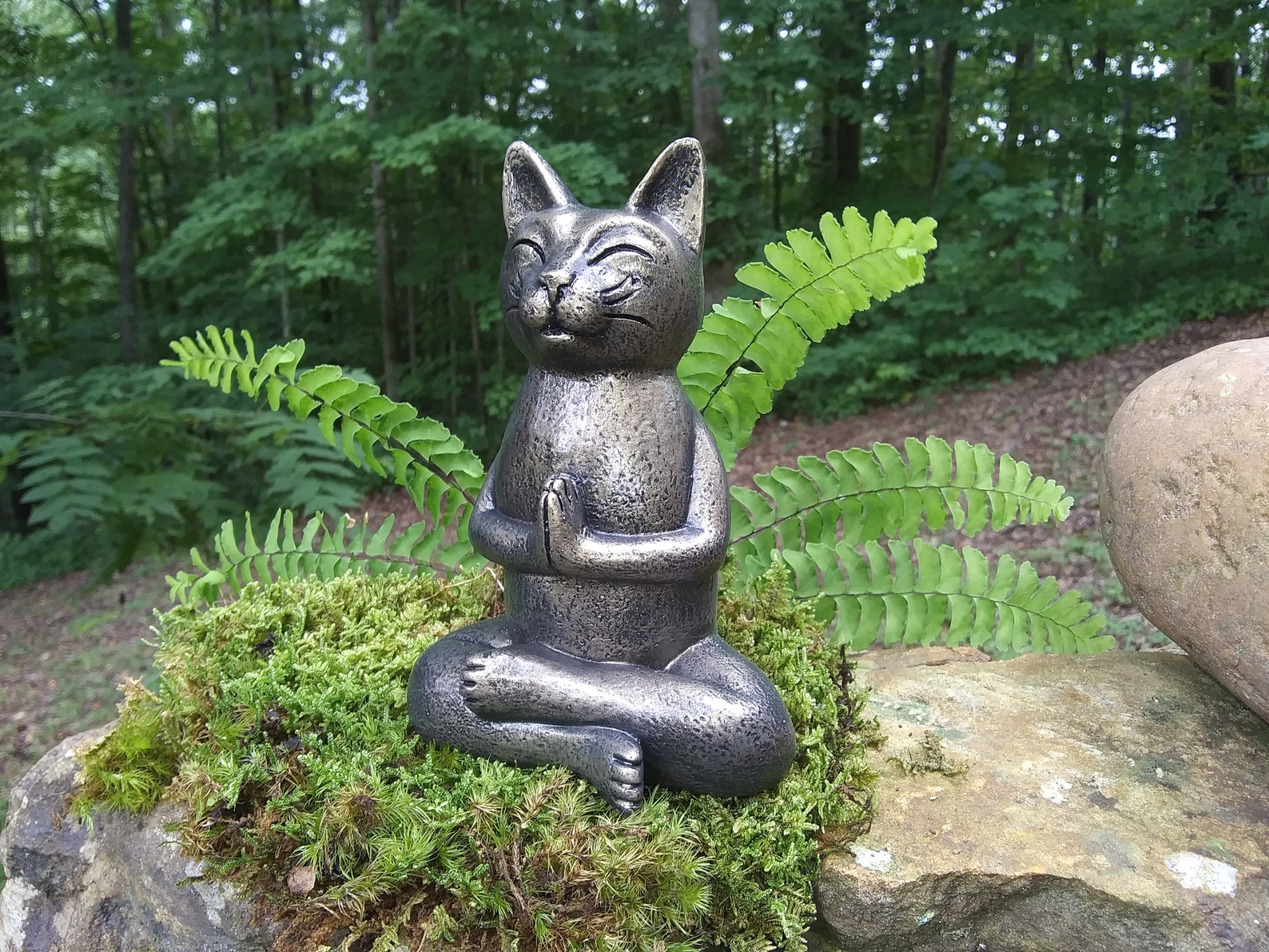 Yoga Cat Statue Meditating Cat Statue Zen Cat Statue Etsy