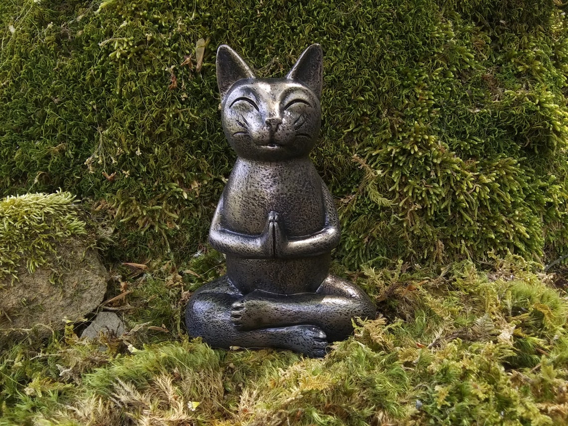 Yoga Cat Statue Meditating Cat Statue Zen Cat Statue Etsy