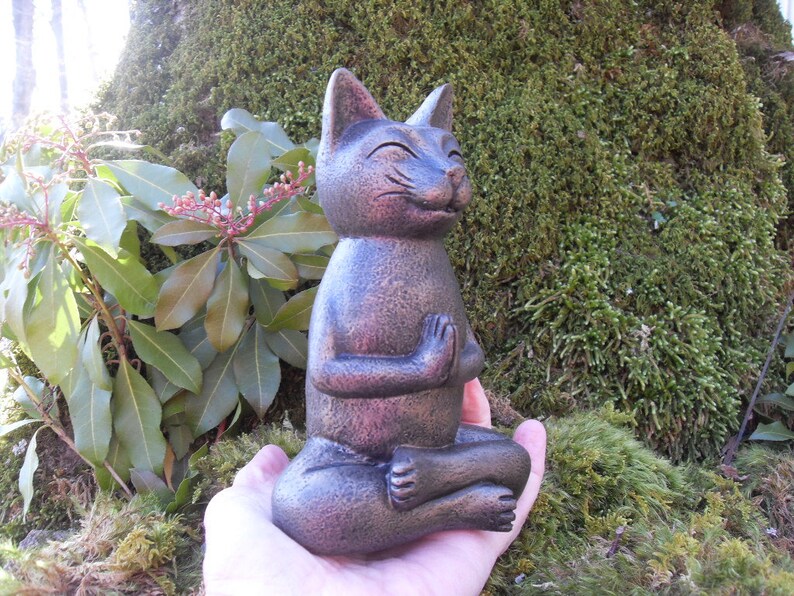 Yoga Cat Statue Meditating Cat Statue Zen Cat Statue Etsy